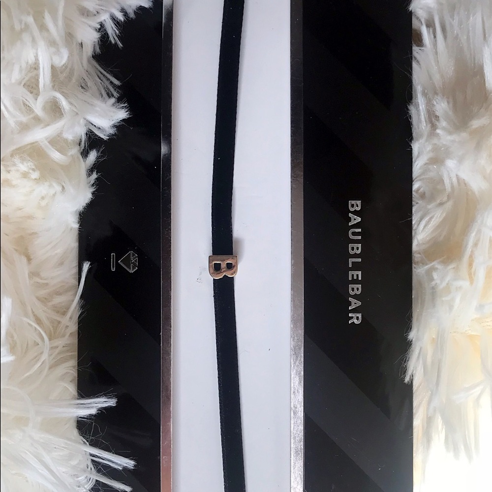 Black Velvet Choker w/ silver personalized initial